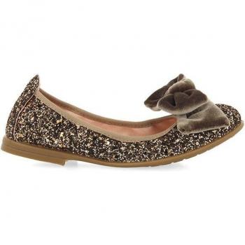 Bailarinas de Glitter Color Cobre con Lazo de Terciopelo para Niña Bostad - Gioseppo Kids