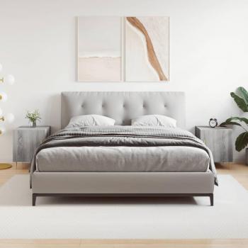 Mesita de noche 2 piezas Sonoma gris 40x40x50 cm madera multicapa