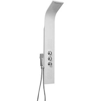 Columna de Hidromasaje Termostática en Aluminio Blanco con Rociador Superior y Efecto Lluvia Modelo Provenza