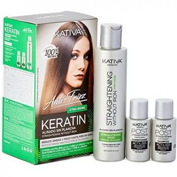 KATIVA Keratin Anti Frizz Xtra Shine - Kit Alisado Sin Plancha, Verde, 270 G