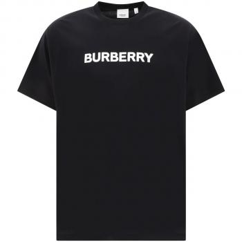 Burberry Women's Harriston Black Logo T-Shirt, Size 2XL
