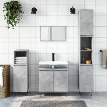 Set de Muebles de Baño 3 Piezas de Hormigón y Madera Gris Multicapa