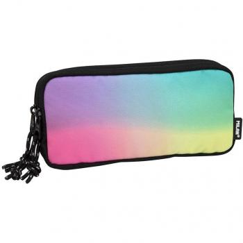 Estuche Portatodo MILAN Sunset con 3 Cremalleras, Negro-Lila-Turquesa