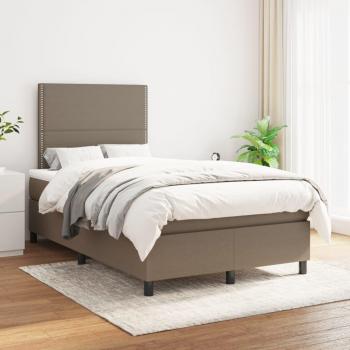 Cama box spring con colchón de tela gris taupe 120x200 cm Torora