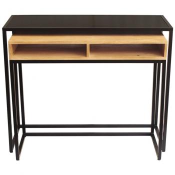 Miliboo - Mesa consola / escritorio de madera de mango maciza y metal 100 cm YPKA
