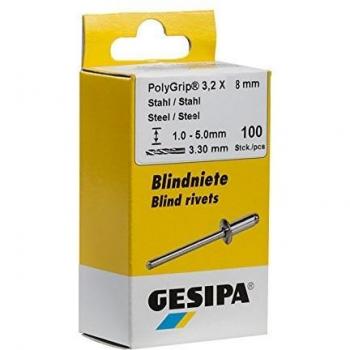 Remache Ciego PolyGrip 3,2 x 8 mm Aluminio/Acero Inoxidable Set de 100 Piezas GESIPA