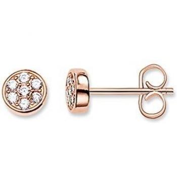 Pendientes de Plata 925 bañado en Oro Rosa de 18k con Circulos Brillantes Thomas Sabo H1848-416-14