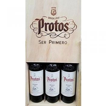 Caja de madera con 3 Botellas de Protos Reserva