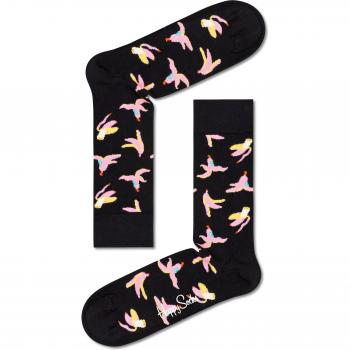 Happy Socks Ribbed Embroidery Banana Break Socks - White, Yellow, Orange, Pink, Turquoise - Size: 41-46