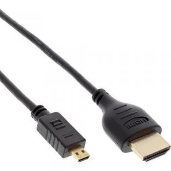 Cable HDMI Superslim 1 m Tipo A a Tipo D (Micro) Negro/Oro - Alta Velocidad con Ethernet