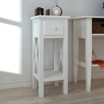 Mesa lateral con cajón blanco Dia e Noite
