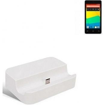 Dock USB Micro adecuado para el BQ Readers Aquaris E4.5, blanco | estación de carga incluyendo el cable USB 2.0 cable de datos / cargador, la horquilla del muelle de escritorio cargador universal adecuado para el teléfono móvil para smartphones con con