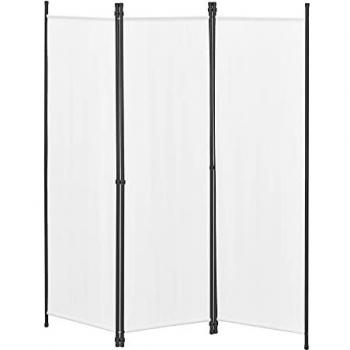 Biombo Separador de 3 Paneles Huesca 171 x 150 cm Blanco Plegable para Interior y Exterior
