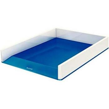 Leitz Bandeja de sobremesa WOW con combinación dual de color, A4, Blanco/Azul metalizado, 53611036