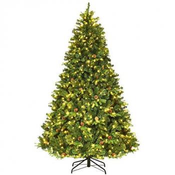 Árbol de Navidad Artificial Verde 225 cm con 540 luces LED, soporte metálico, material PVC y PE, decoración para hogar y fiesta