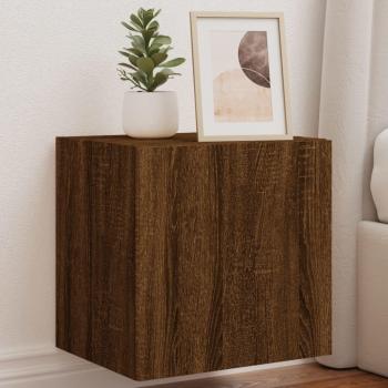 Mueble de TV de pared con luces LED marrón roble 40,5x35x40 cm vidaXL