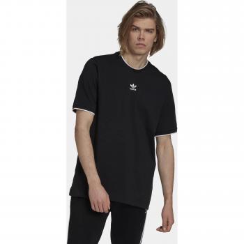 Adidas Men's Black Crew-Neck Essential T-Shirt with Logo Embroidery