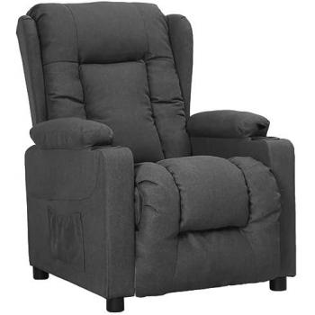 Sillón Reclinable de Tela Gris Oscuro Ergonómico con Reposapiés, Ajustable, para Sala de Estar, Salón y Oficina