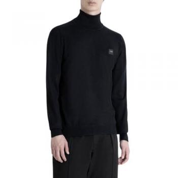 Suéter Antony Morato negro cuello alto para hombre, jersey de punto básico con logo AM, color 9000 negro, talla L