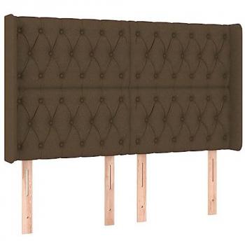 Cabecero con LED de tela marrón oscuro 163x16x118/128 cm