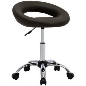 Silla de trabajo con ruedas en cuero sintético marrón