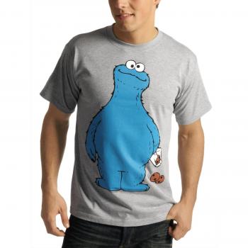Barrio Sesamo Cookie Monster - Cookie Thief Hombre Camiseta Gris/Melé L