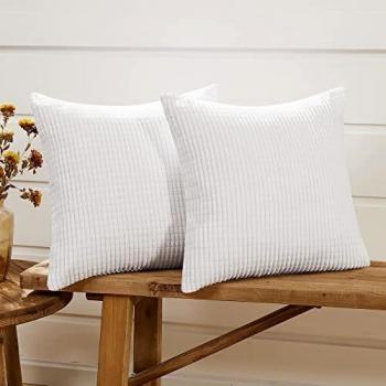 Deconovo Funda de Almohada Decorativa Cuadrado Suave 2 Piezas 65x65cm Blanco