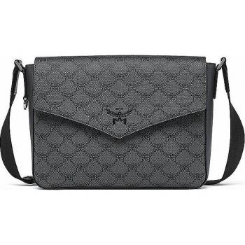 MCM Himmel Messenger Bag in Lauretos, Shoulder bag with logo, Gray male, Size: ONE SIZE