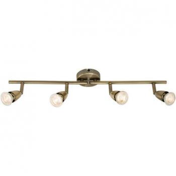 Amalfi Barra 4 Focos Acero Latón Envejecido - Foco de techo ajustable de 4 luces de latón antiguo, GU10