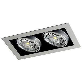 Foco Empotrable LED Kardan Tecno AR111 de 2 Luces Basculantes, Acabado en Aluminio, IP20, Calidad Profesional