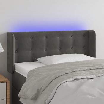Cabecero LED gris oscuro de terciopelo con dimensiones 103x16x78/88 cm