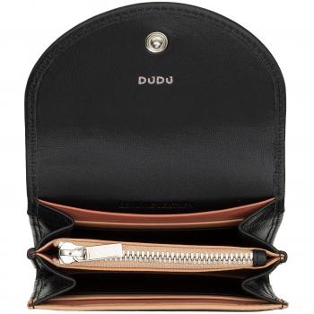 Cartera pequeña de mujer Dudu de piel con solapa, cremallera interior y cierre de botón, diseño compacto y colorido
