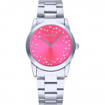 Radiant Reloj de mujer Fiji RA606206, 36mm, esfera rosa, acero inoxidable, correa metálica plateada/gris, resistencia al agua 3 ATM