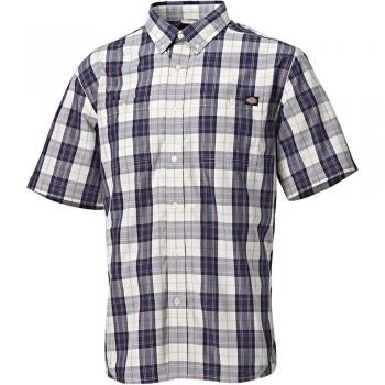 Dickies Mens Bradbury Short Sleeved Check Shirt Navy AG7000
