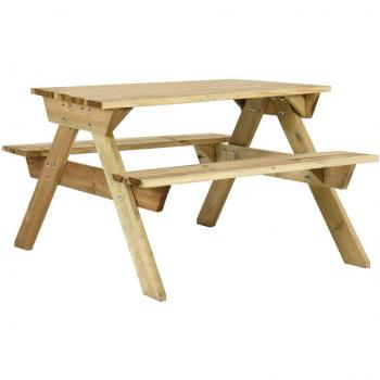 Mesa de picnic con bancos 110x123x73 cm en pino impregnado marrón