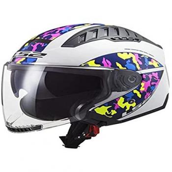Casco Jet LS2 OF600 Copter Crispy Blanco/Amarillo, talla XL