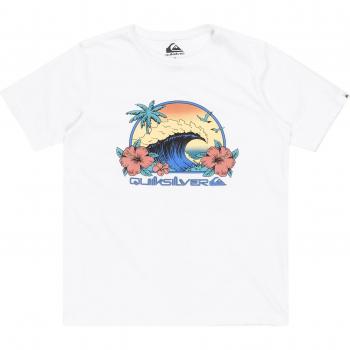 Camiseta Quiksilver Riding Today para niños, manga corta, colores blanco, naranja y azul, talla 16
