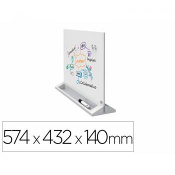 Nobo Glass Dry Wipe Desktop Magnetic Whiteboard , 57.4 x 43.2 x 14 cm, Blanco Brillante