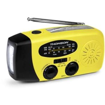 Radio Solar de Emergencia Thomson RT260Y con Linterna LED, Powerbank 2000mAh y Función SOS