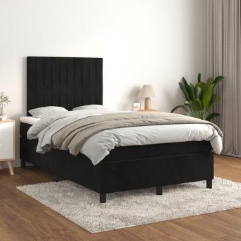 Cama box spring con colchón de muelles negro 120x200 cm en terciopelo