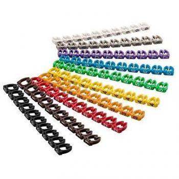 Goobay, Clips para marcar cables, Numerados del 0 al 9. Colores variado, 6mm, Paquete de 100