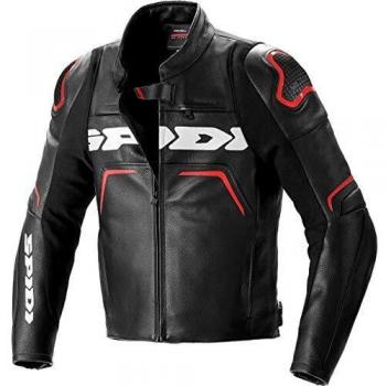Spidi Evorider 2 - Chaqueta de piel para moto, color negro y rojo, talla 48