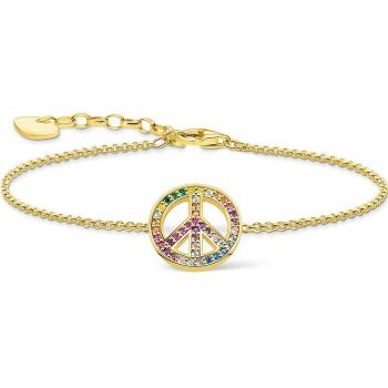 Thomas Sabo Multicoloured Peace Sign Bracelet - Gold Plated Sterling Silver