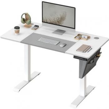 Songmics - Escritorio Eléctrico, 60 x 120 x (72-120) cm, Ajustable sin Escalonamiento, Memoria con 4 Alturas, Tablero Empalmado, Blanco Clásico y