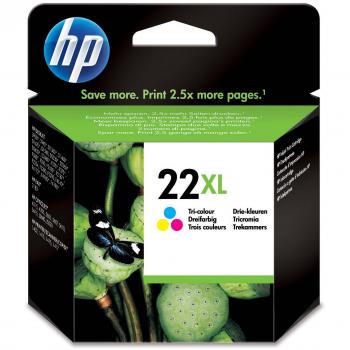 Cartucho de Tinta Tricolor HP Nº22XL de Alta Capacidad Compatible con Impresoras Deskjet, Officejet y Photosmart