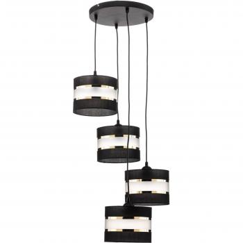 Lámpara Colgante Helen Redonda 4 Luces Negro y Oro 35cm