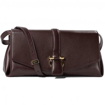 Ferragamo Women's Leather Shoulder Bag Size M Burgundy Red OS