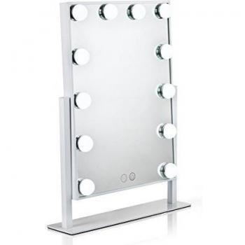 Waneway Espejo Maquillaje Iluminado con 12 X 3W Bombillas LED Ajustable Y Diseño De Control Táctil, Espejo de Tocador Mesa con Luz LED Estilo Hollywood, Espejo Cosmético con Luces, Blanco