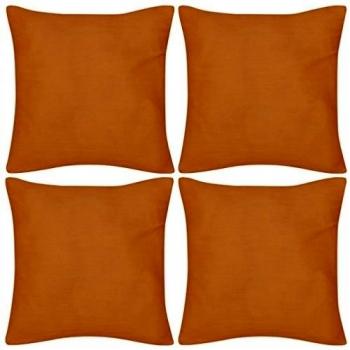 vidaXL 4 fundas naranjas para cojines de algodón dimensiones 40 x 40 cm
