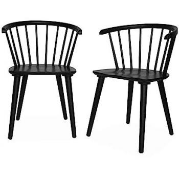 Silla de bar de madera y contrachapado Sweeek, set de 2, Paula, Negro, 51x53x75 cm
